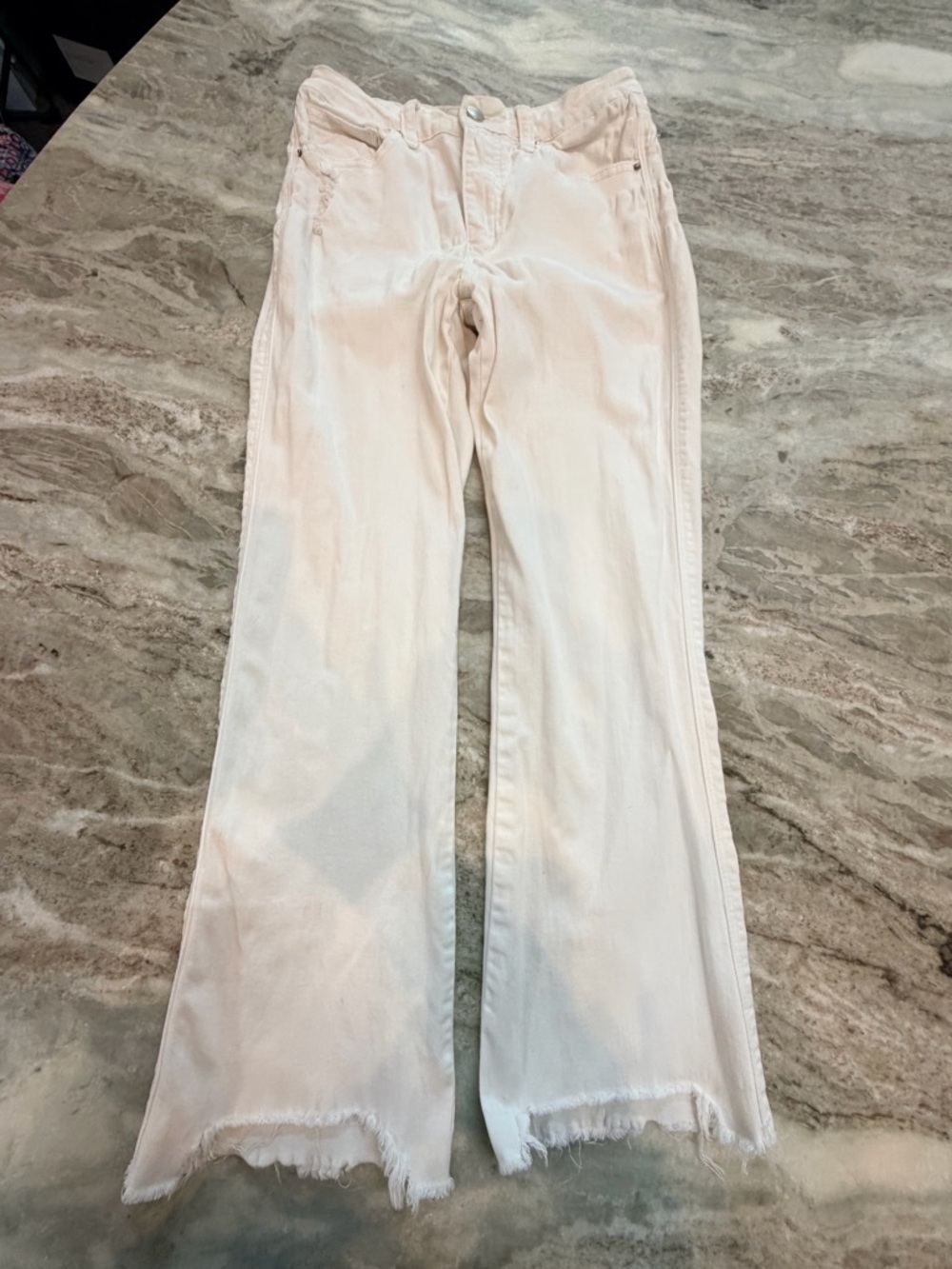Special A White Jeans Size 26 Raw Hem Distressed Stretch Denim